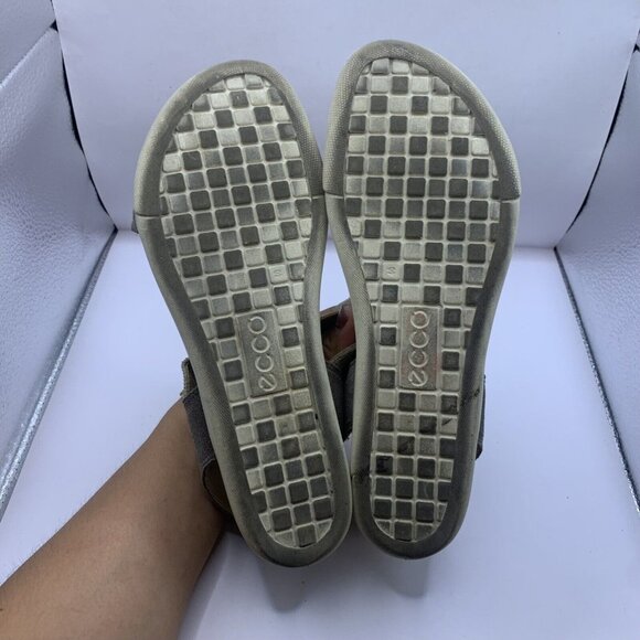 ECCO Damara Women’s 40 US 9-9.5 Pewter Metallic Elastic & Leather Sandals - Picture 5 of 7